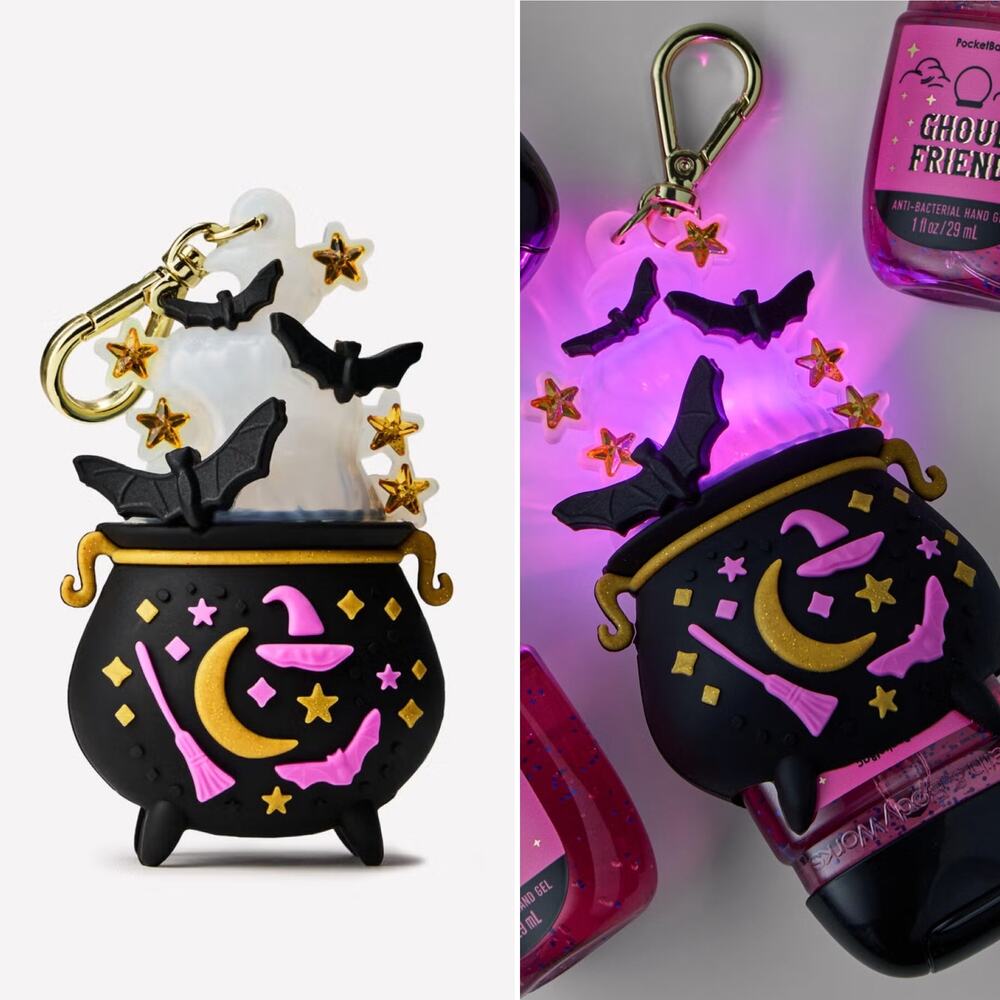 Bath Body Works Light Up Cauldron Pocketbac Sanitizer Holder Bag Charm Halloween